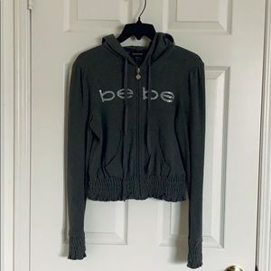BEBE Cropped Zip-Up Hoodie